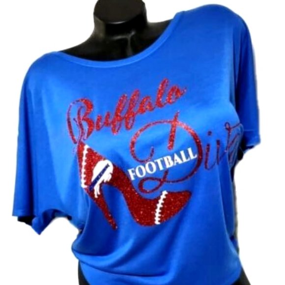 Buffalo Football Diva Royal Blue Ladies Relax Tee. - Picture 1 of 4